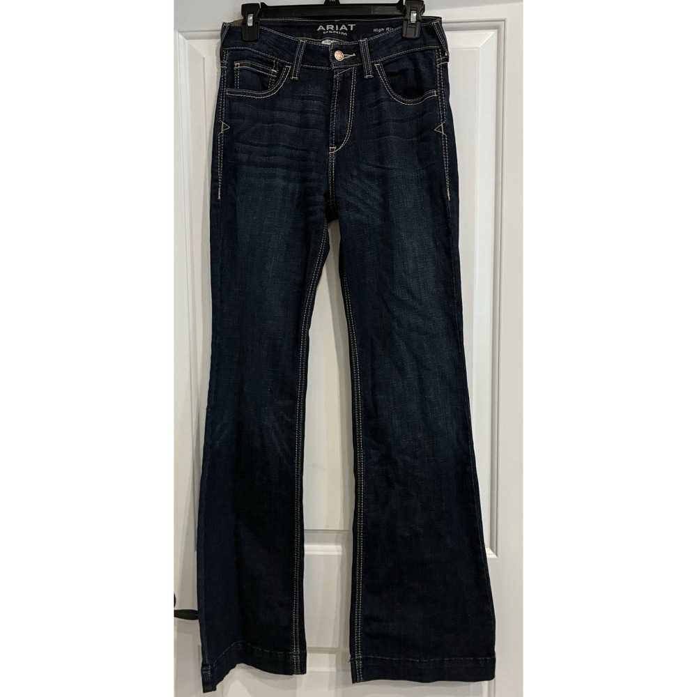 Ariat Jeans Womens Size 28R Dark Wash Slim Trouser High Rise Flare Stretch Denim